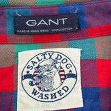 Salty Dog Washed Gant Checked Flannel Shirt - Large Multicoloured Cotton