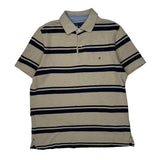 Tommy Hilfiger Striped Polo Shirt - XS Beige Cotton