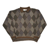 Florence Tricot Argyle Sweater - XL Cream Cotton Blend