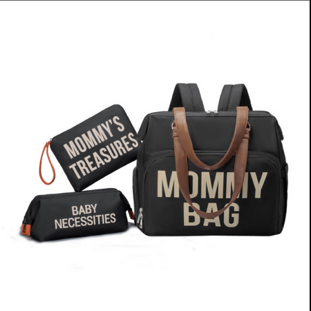Anymom Mommy Diaper Bags Black 3 pcs Set Nappy Backpack Maternity Multifunctional Handbag Large Capacity Luggage Sleeve