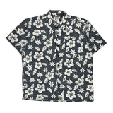 Cherokee Floral Hawaiian Shirt - Large Blue Cotton