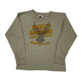 Harley Davidson Graphic Long Sleeve T-Shirt - Small Beige Cotton