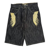 Evolution Graphic Denim Shorts - 34W 13L Dark Wash Cotton Blend
