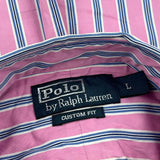 Polo By Ralph Lauren Striped Shirt - Large Pink Cotton