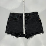 Levis Denim Shorts - 34W UK 14 Black Cotton