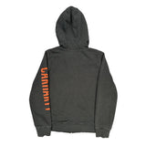 Carhartt Spellout Hoodie - Large Gray Cotton Blend