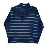 Lacoste Striped Long Sleeve Polo Shirt - Large Blue Cotton