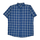 Tall Wrangler Checked Short Sleeve Shirt - XL Blue Cotton Blend