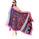 Anyyou 100% Merino Wool Pink Edge And Gardens Neck Wrap Silk Satin Large Winter Scarf Pashmina Shawl Bandana Perfect For Women Ladies Fashion Style