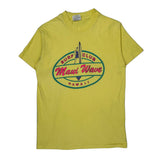 Single Stitch Hanes Graphic T-Shirt - Medium Yellow Cotton