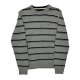 Tommy Hilfiger Striped Jumper - Medium Grey Cotton