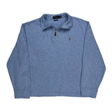 Polo By Ralph Lauren 1/4 Zip - Large Blue Cotton