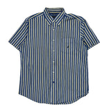 Nautica Striped Short Sleeve Shirt - Large Yellow Cotton