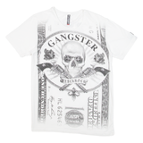 BLACKROCK Skull Mens Biker T-Shirt White L
