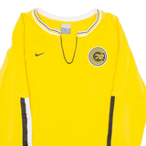 NIKE Womens T-Shirt Yellow Long Sleeve V-Neck UK 16