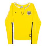 NIKE Womens T-Shirt Yellow Long Sleeve V-Neck UK 16