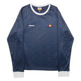 ELLESSE Patterned Womens T-Shirt Blue Long Sleeve UK 14