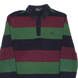 FRED PERRY Mens Polo Shirt Blue Striped Long Sleeve S