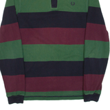 FRED PERRY Mens Polo Shirt Blue Striped Long Sleeve S