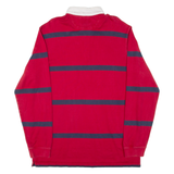 CHAPS Mens Polo Shirt Red Striped Long Sleeve L