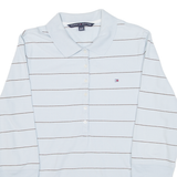 TOMMY HILFIGER Mens Polo Shirt Blue Striped 3/4 Sleeve XL