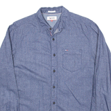 HILFIGER DENIM Mens Plain Shirt Blue Long Sleeve S