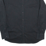 TEDDY'S Mens Plain Shirt Black Long Sleeve M