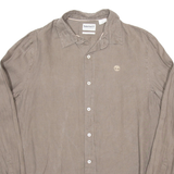 TIMBERLAND Slim Fit Mens Plain Shirt Brown Long Sleeve M