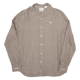 TIMBERLAND Slim Fit Mens Plain Shirt Brown Long Sleeve M