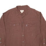 WOOLRICH Mens Flannel Shirt Brown Long Sleeve XL
