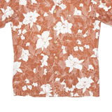 CALIFORNIA SHORES Mens Hawaiian Shirt Brown Floral S