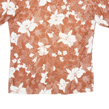 CALIFORNIA SHORES Mens Hawaiian Shirt Brown Floral S
