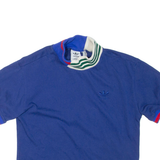 ADIDAS Cropped Womens T-Shirt Blue High Neck XS
