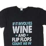 GILDAN Womens T-Shirt Black V-Neck L