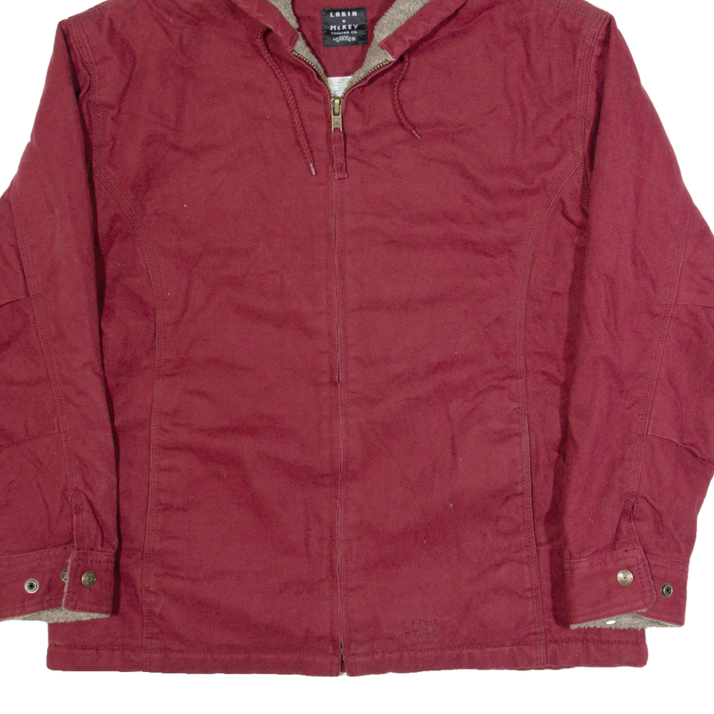 LAKIN MCKEY Fleece Lined Mens Workwear Jacket Maroon Hooded L