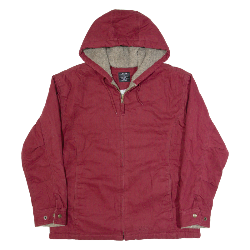 LAKIN MCKEY Fleece Lined Mens Workwear Jacket Maroon Hooded L
