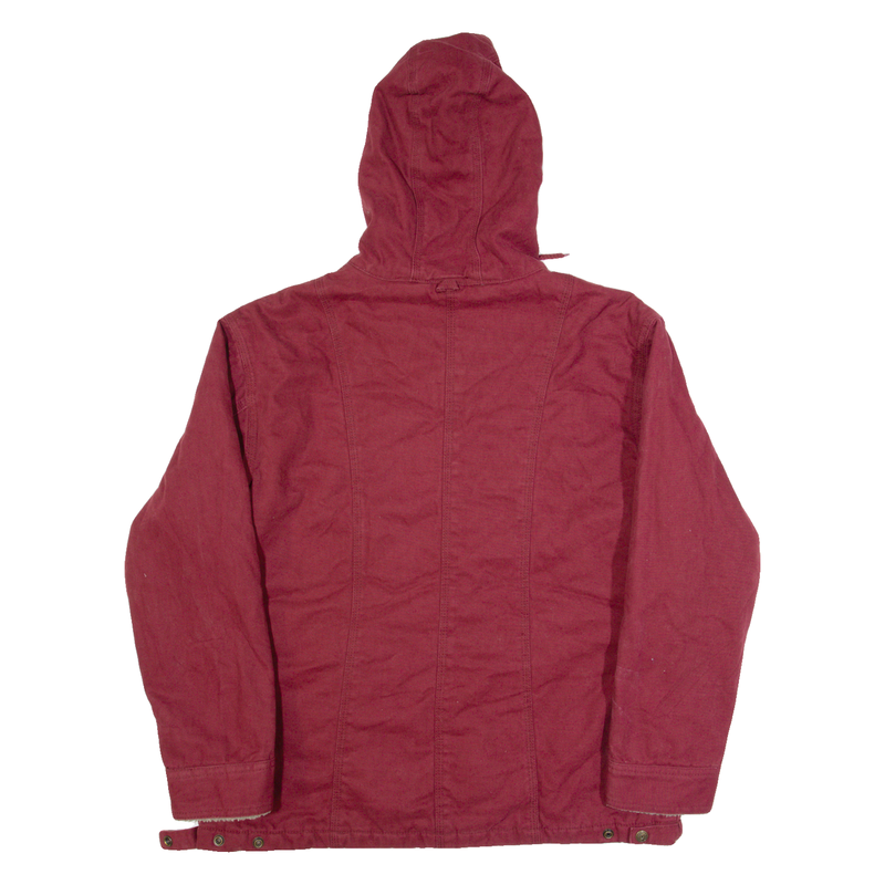 LAKIN MCKEY Fleece Lined Mens Workwear Jacket Maroon Hooded L