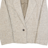 RINFINITIF Womens Blazer Jacket Brown Wool 90s S