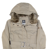 PEUTEREY Down Insulated Womens Puffer Coat Grey Hooded M