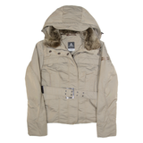 PEUTEREY Down Insulated Womens Puffer Coat Grey Hooded M