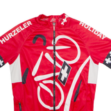 MAX HUERZELER Full Zip Cycling Mens Jersey Red High Neck M