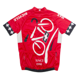 MAX HUERZELER Full Zip Cycling Mens Jersey Red High Neck M