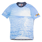 CUORE Full Zip Cycling Mens Jersey Blue High Neck XL