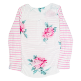 JOULES Womens Printed Top White Long Sleeve Striped UK 12