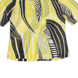 MONSOON Sheer Womens Printed Top Yellow V-Neck Silk Crazy Pattern UK 12