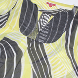 MONSOON Sheer Womens Printed Top Yellow V-Neck Silk Crazy Pattern UK 12