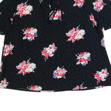 CREW CLOTHING Womens Printed Top Black V-Neck Viscose Floral UK 12