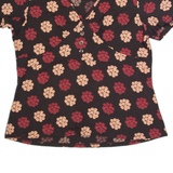 LAURA ASHLEY Womens Printed Top Black V-Neck Floral UK 18