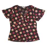 LAURA ASHLEY Womens Printed Top Black V-Neck Floral UK 18
