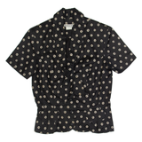 MONSOON Womens Printed Blouse Black 90s Linen Spotted UK 10